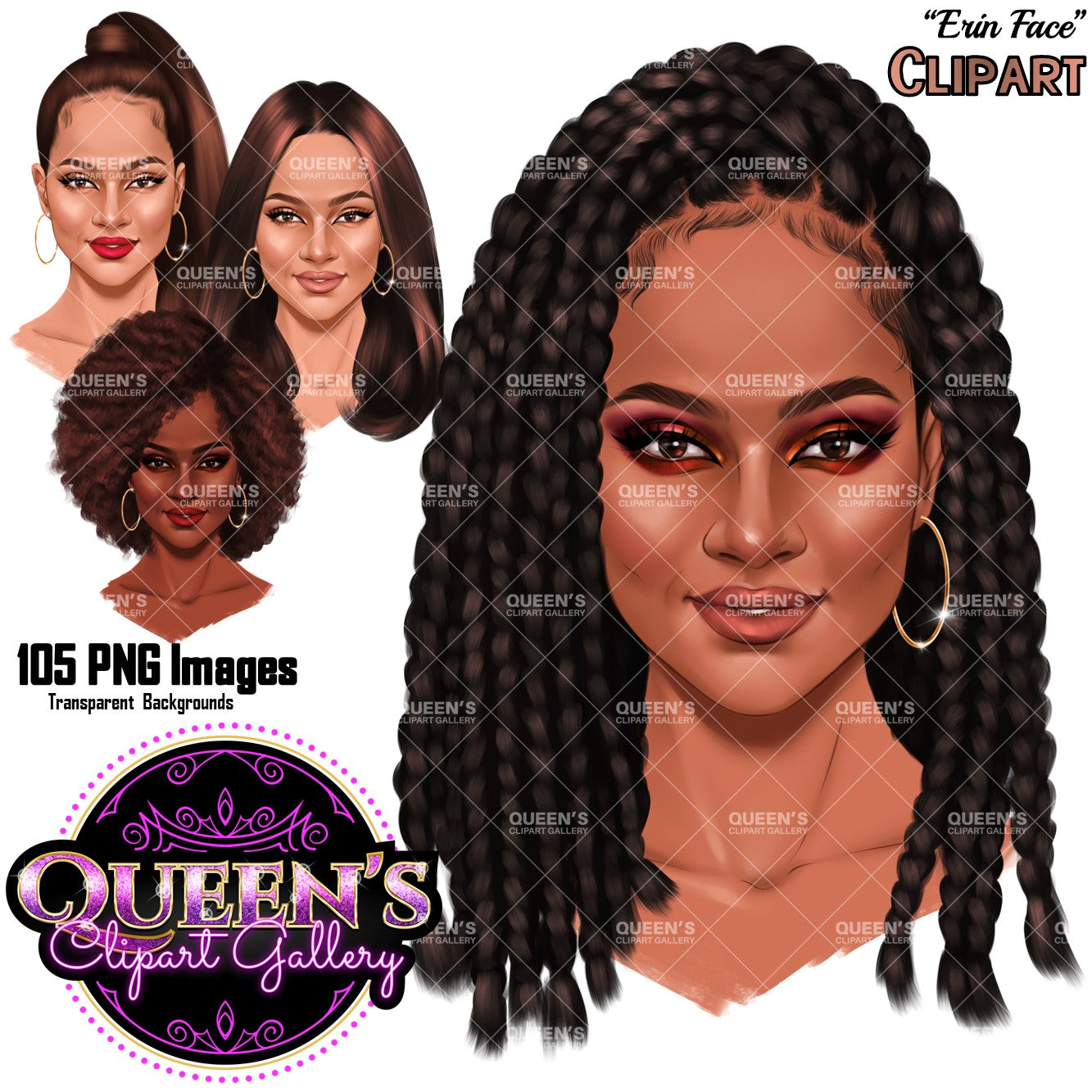 Woman Face, Afro Face Clipart, Face Clipart, Hairstyles, African American Woman Face Clipart, Black Girl Magic, Fashion Girl, Head Clipart