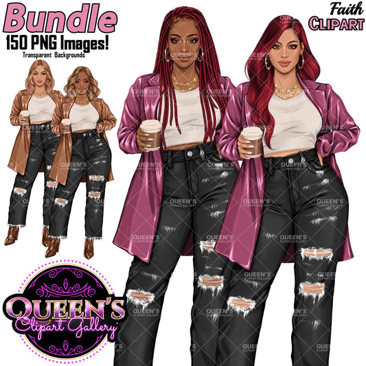 Coffee Girl Clipart, Denim Jeans Girl, Jeans Girl, Afro Girl Clipart, Fashion Girl Clipart, Jeans Girl Clipart, African American Clipart