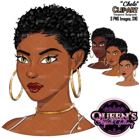 Woman Face, Afro Face Clipart, Face Clipart, African American Woman Face Clipart, Black Girl Magic, Fashion Girl, Clipart, Head Clipart