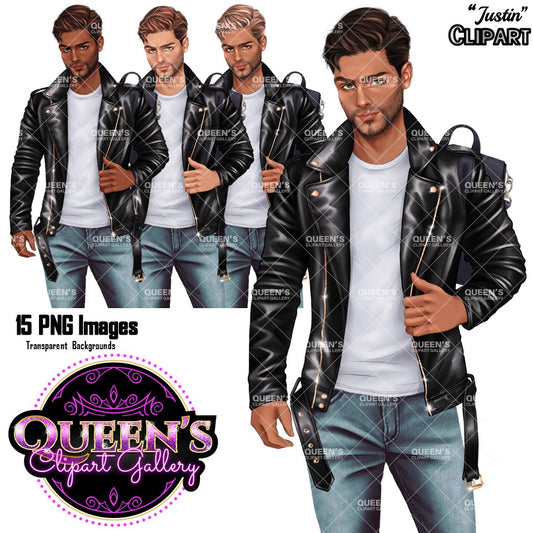 Man clipart, Boyfriend clipart, Man in leather jacket clipart, Boy clipart, Male clipart, White man clipart, Cute Guy Clipart, Husband