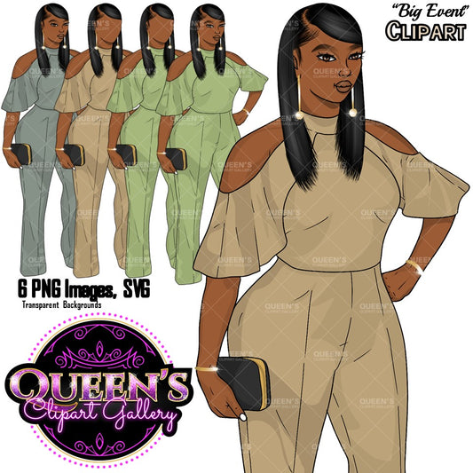 Afro girl clipart, Fashion girl clipart, Black woman clipart, Black girl magic, Curvy girl clipart, Girl boss, Lady boss, Party girl clipart