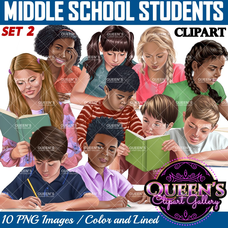 Middle School Students, Teenagers Clipart, Teen Clipart, Adolescents, Kids Clipart, Students Reading and Writing Clipart, Clipart Teens, Kids