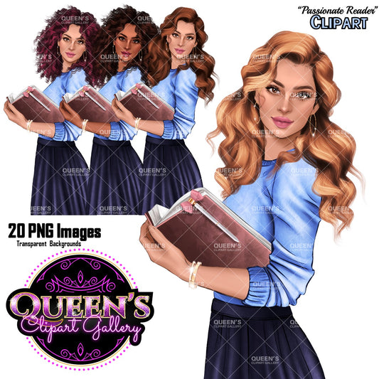 l Love Books Clipart, Bookworm Life, Booklover girl, Reading girl, Reading woman, Bookish Illustration, Planner Clipart, Booklover Clipart