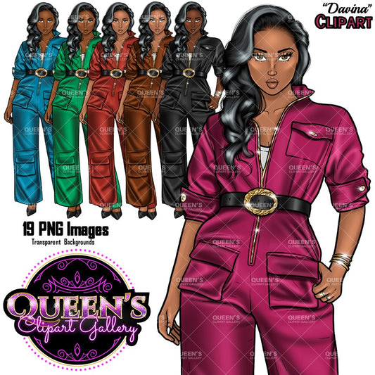 Denim girl clipart, Woman in Bodysuit, Fashion girl clipart, Black girl magic, African American woman clipart, Afro girl clipart Curvy girl