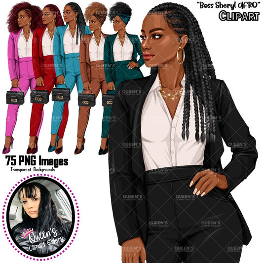 Afro woman in suit, Black girl magic, Boss lady, Lady boss clipart, Fashion girl clipart, Business woman clipart, Afro woman in suit, Curvy girl clipart, Executive woman, Boss girl