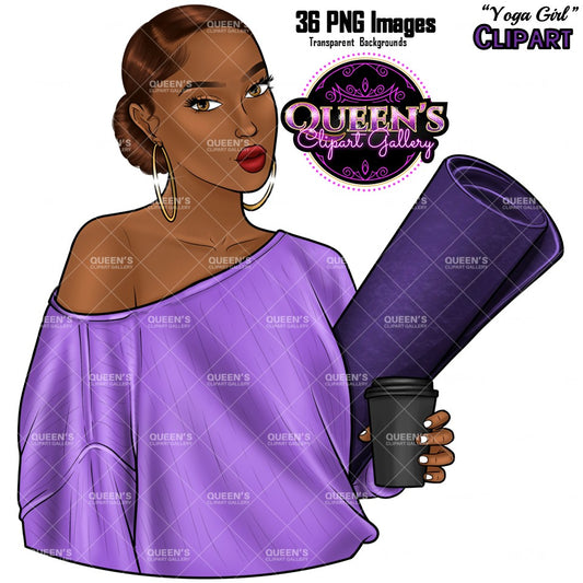 Yoga girl clipart, Meditation, Meditate, Relax at home, Fashion girl clipart, Cozy Clipart, Mindfulness clipart, African American clipart