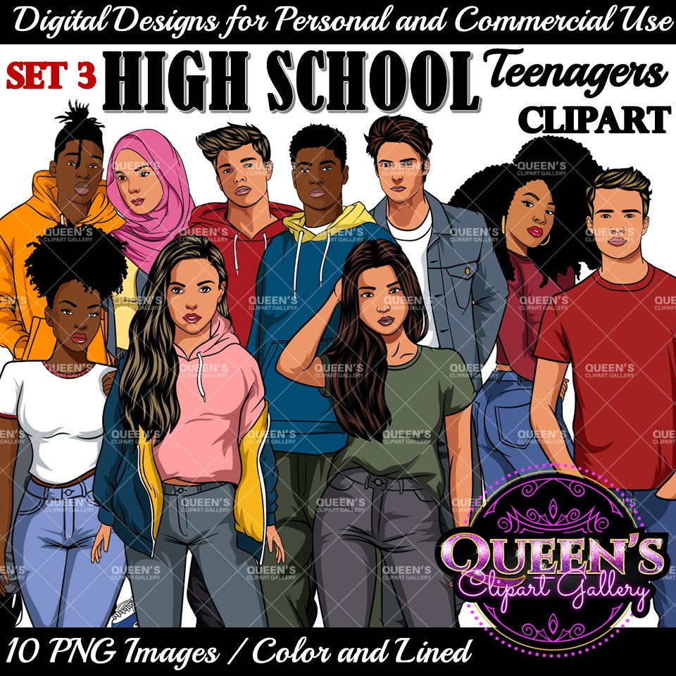 Teenagers, Teens, Back to school, School, Students, Male Teen Clipart, Female Teen Clipart, Teenager Girl Clipart, Teenager Boy Clipart, Student Boy Clipart