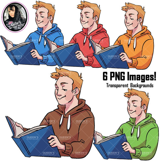 Teen clipart, Teen reading, Cartoonish illustration, Comic illustration, Clipart, Comic style people, Teenager, Back to school, cartoon teen