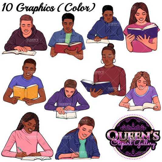 Teenagers Studying Clipart, High School Teens Clipart, Teens Clipart, Students Clipart, Teenagers Studying