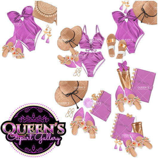 Summer Clipart, Beach Time Clipart, Fashion clipart, Bathing Suit Clipart, Summertime Clipart, Summer Clothes Clipart, Summer Fashion Girl