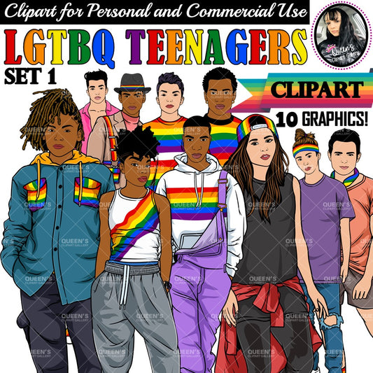 LGTtbq Teenagers, LGTBQ Clipart, Rainbow Flag PNG, Pride Month Clipart, Gay Pride PNG, Lesbian, Diversity, Rainbow Clipart, Teens