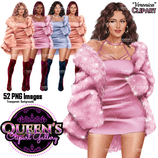 Woman in Dress, Fashion Girl Planner, Fashion Stickers, Fashion Girl, Fashion Illustration, Afro Girl Clipart, Fashion Model, Woman Clipart