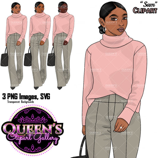 African American Woman Clipart, Lady Boss Clipart, Teacher Clipart, Black Girl Magic, Fashion Girl Clipart, Fashion Illustration Clipart