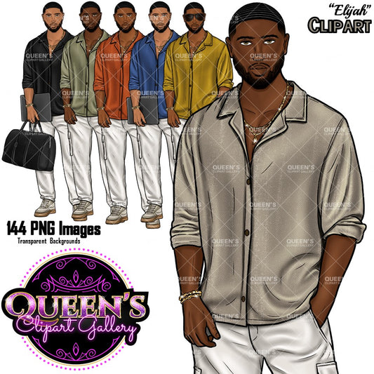Man clipart, Handsome man clipart, Boyfriend clipart, Casual man clipart, Male clipart, African American man clipart, Black man clipart