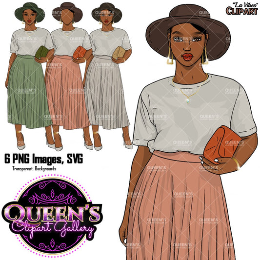 African American woman clipart, Afro girl clipart, Fashion girl clipart, Fashion illustration, Black woman clipart,