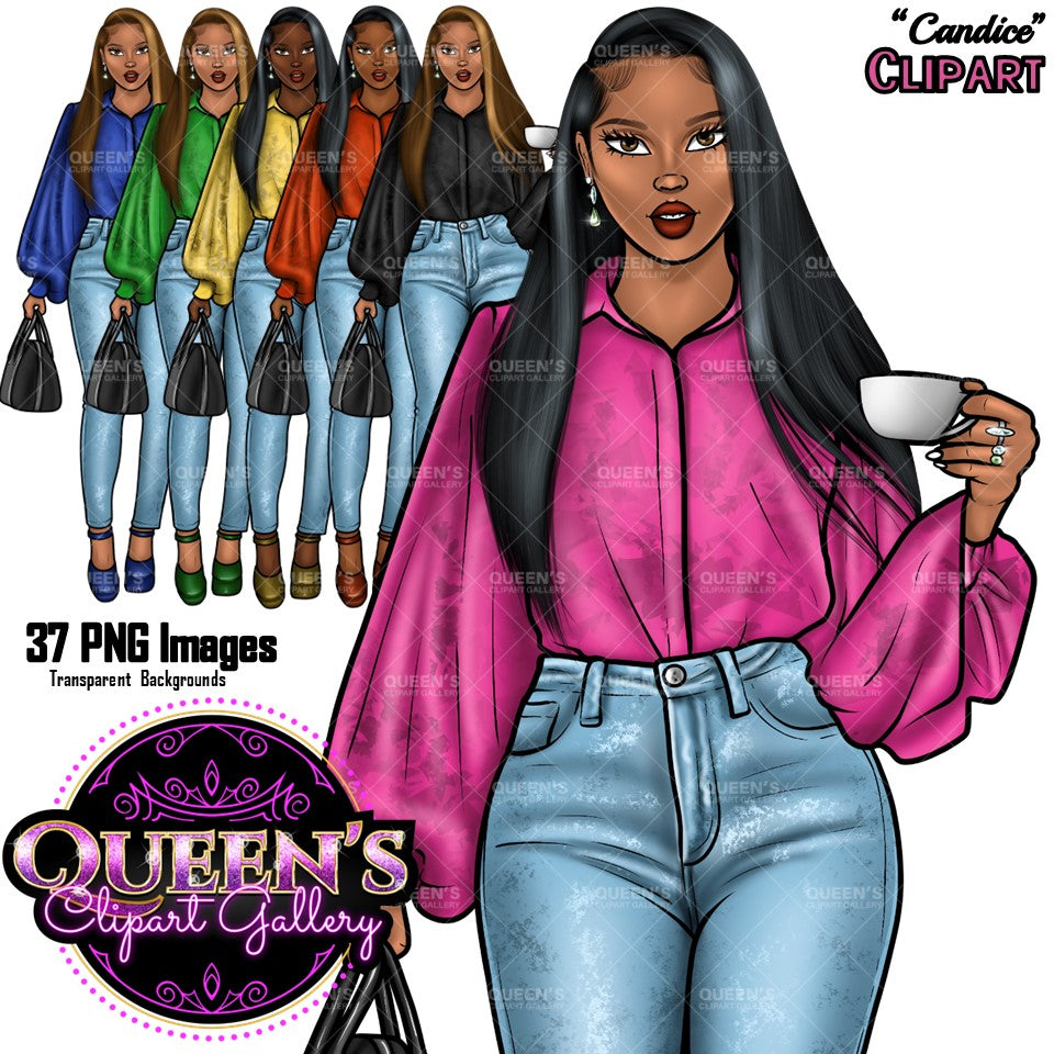 Denim jeans girl, Afro girl clipart, African American woman, Black woman clipart, Black girl magic, Fashion girl clipart, Girl boss, Curvy girl, Black Queen