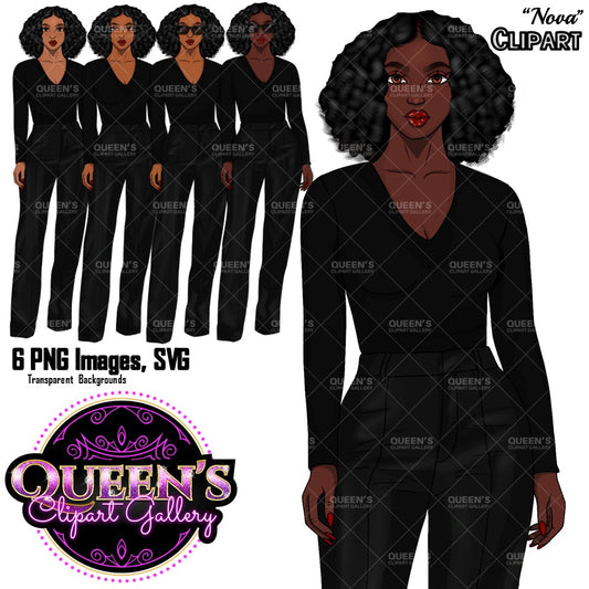 Afro girl clipart, African American woman, Afro woman clipart, Black girl magic, Fashion girl clipart, Girl boss, Curvy girl, Black Queen