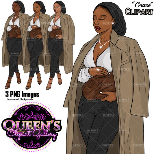 African American woman, Afro girl clipart, Black woman clipart, Black girl magic, Fashion girl clipart, Girl boss clipart, Winter clipart