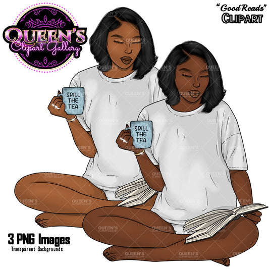 Reading Clipart, Self-Care Clipart, Relax Clipart, Woman Clipart, Adult Clipart, Woman At Home Clipart, Booklover, Book Worm Clipart