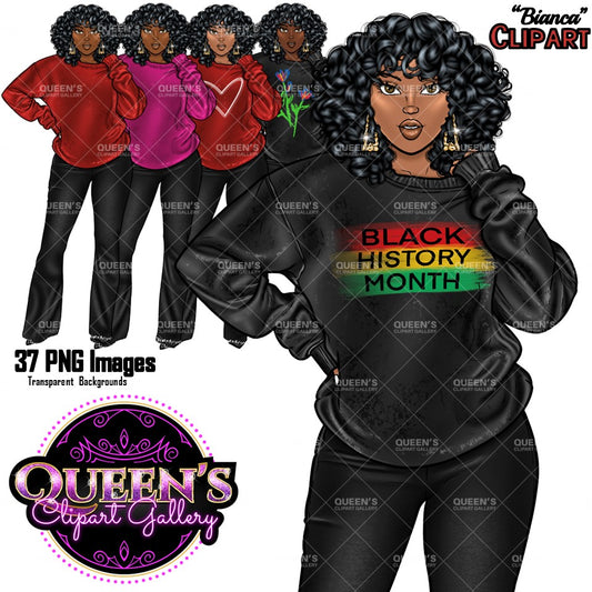 Black History Month Clipart, Denim girl clipart, Black girl magic, Fashion girl clipart, African American woman, Afro girl clipart, Woman Clipart, Girl boss