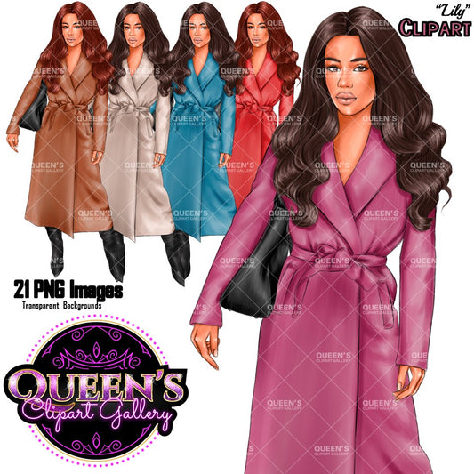 Woman in coat clipart, Fall clipart, Fashion girl clipart, Fashion illustration, Lady boss clipart, Girl boss clipart, Woman clipart, Curvy