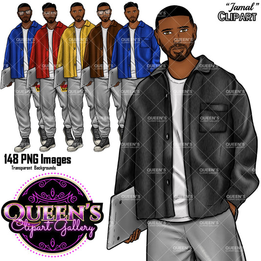 Man clipart, Handsome man clipart, Boyfriend clipart, Casual man clipart, Male clipart, African American man clipart, Black man clipart