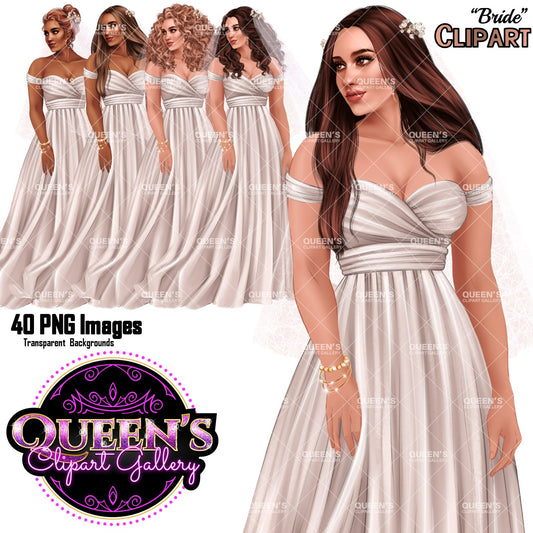 Wedding Clipart, Bride Clipart, Marriage Clipart, Wedding Elements, Fashion Girl, Love Clipart, Wedding Day Clipart, Bridal Gowns Clipart