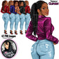 Curvy Denim Girl, Jeans Girl Clipart, Curvy girl, Woman clipart, Fashion girl clipart, Girl boss clipart, Fashion woman, Leather Jacket