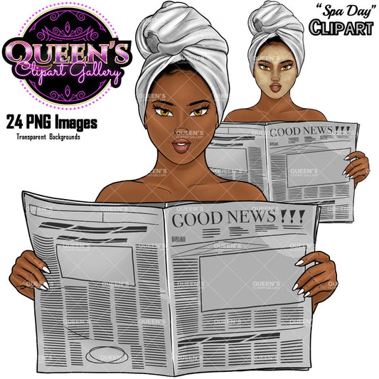 Spa day clipart, Relax at home, Fashion girl clipart, Cozy Clipart, Mindfulness clipart, African American clipart, Cozy girl clipart Calming
