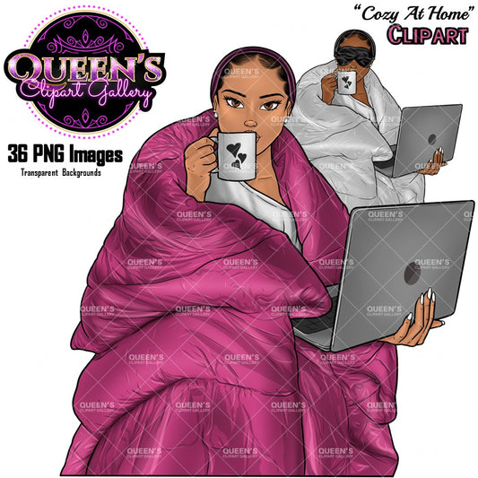 Relax at home, Fashion girl clipart, Cozy Clipart, Mindfulness, African American clipart, Cozy girl clipart, Calming, Coffee girl clipart