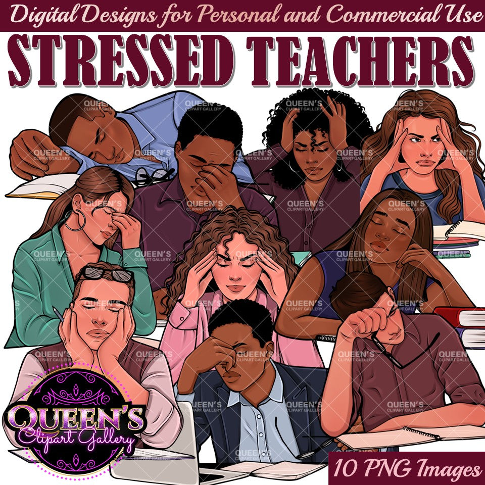 Stressed Teachers, Teacher clipart, Teachers, Teaching clipart, Lady Boss, Afro Teacher clipart, Teacher's Day clipart, Back to School