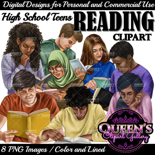 Teens Reading Clipart, Teenager Clipart, Back to school, Reading clipart, Teens Clipart, Teens Studying Clipart, Teenagers Clipart, Students