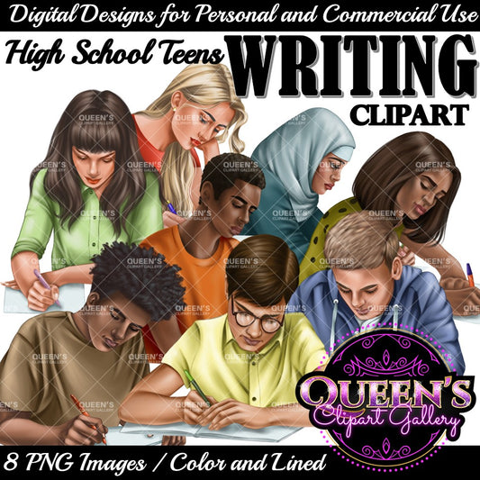 Teens Writing Clipart, Teenager Clipart, Back to school, Writing clipart, Teens Clipart, Teens Studying Clipart, Teenagers Clipart, Students