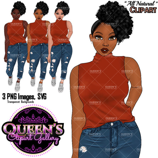 Black girl PNG, Afro girl clipart, Denim jeans clipart, Black woman clipart, Black girl magic, Fashion girl clipart, Girl boss, Curvy girl
