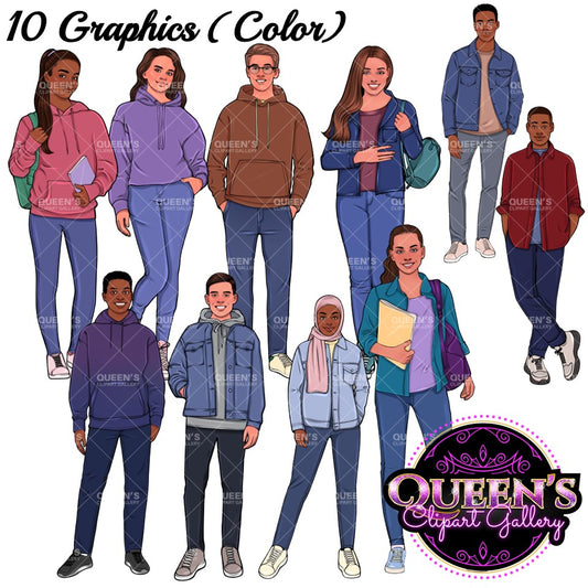 Teenagers Clipart, Teen Clipart, Mature Teens Clipart, Teenagers Clipart, Teens, Students Clipart, Back to School Clipart, High School Kids