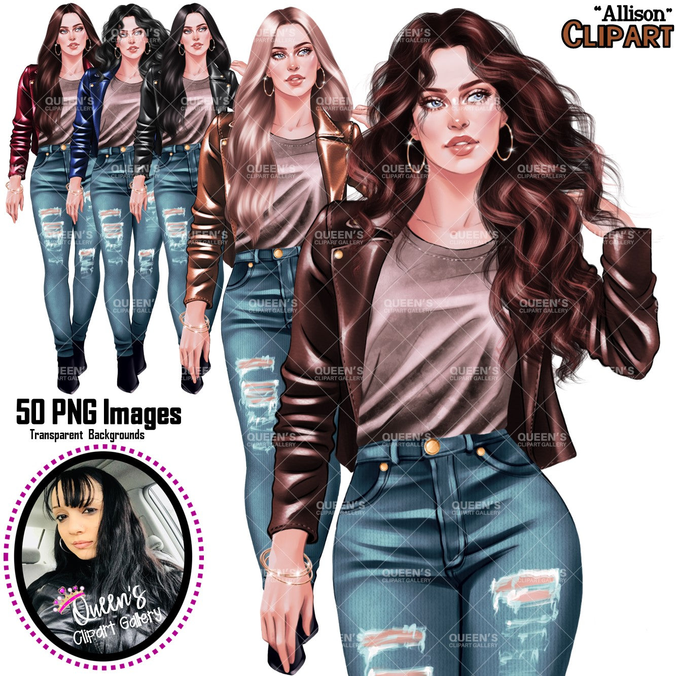 Fashion Woman Leather jacket Clipart