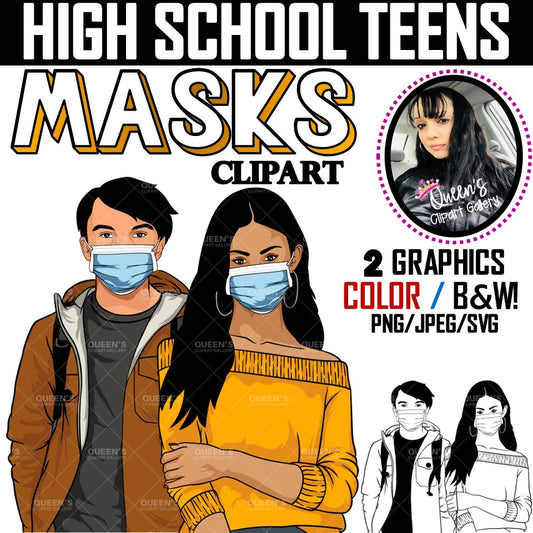 Teens in masks, Masks, Teenagers, Faces with masks clipart, Masks, Face mask clipart, Teenager girl clipart, Face covering, Teenagers, Teens