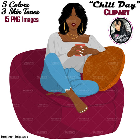 Afro woman sitting on sofa, Afro girl clipart, Black woman, Black girl magic, Fashion girl clipart, Relax at home, Coffee girl, Flat Clipart