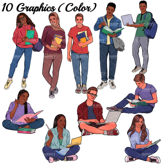 High school teenagers, Mature teenagers, Adolescent, Clipart teens, Tweens, School students, College students, School, Teenager girl clipart, Teenager boy, Student boy clipart, Back to School, Students, Books
