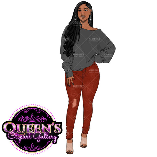 Denim jeans girl, Black girl magic, Afro girl clipart, Fashion girl clipart, Black woman clipart, Afro girl clipart, Teenager girl, Curvy girl