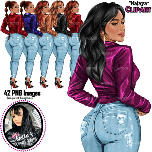 Curvy Denim Girl Jeans Girl Clipart