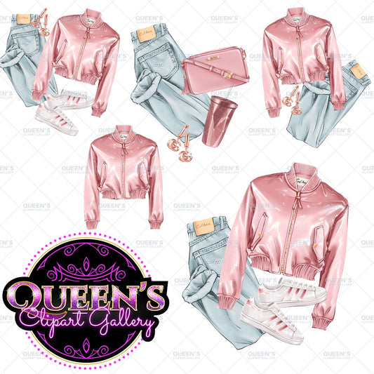 Fashion accessories clipart, Fashion Illustration, Fashion clipart, Fashion set clipart, Bag clipart, Sneakers clipart, Face clipart, Face