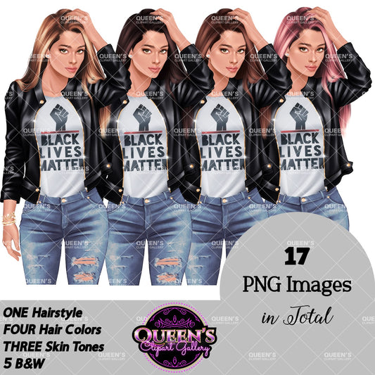 Black Lives Matter clipart, Power girl clipart, Hands up clipart, BLM, Black lives, Juneteenth clipart, Girl Power, Fashion girl clipart, Denim jeans girl