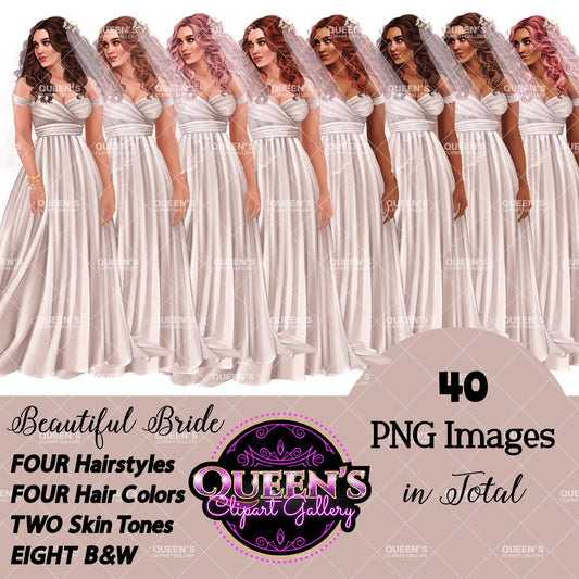 Wedding Clipart, Bride Clipart, Marriage Clipart, Wedding Elements, Fashion Girl, Love Clipart, Wedding Day Clipart, Bridal Gowns Clipart