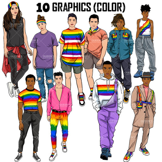 LGTtbq Teenagers, LGTBQ Clipart, Rainbow Flag PNG, Pride Month Clipart, Gay Pride PNG, Lesbian, Diversity, Rainbow Clipart, Teens