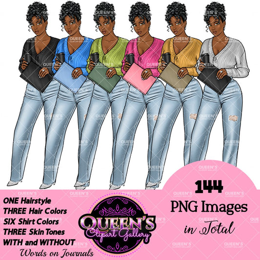 Denim girl clipart, Black girl magic, Fashion girl clipart, African American woman, Afro girl clipart, Girl boss, Fashion illustration, Boss lady