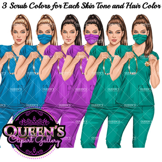 HealthCare Clipart, Nurse Clipart PNG, Doctor Nurse Clipart, Fashion Nurse Doll, Fashion Illustration, Medical Clipart, Medical Worker