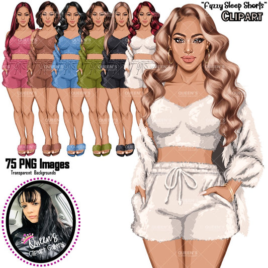 Pajama girl clipart, Afro Woman in Sleepwear, Pajama Illustration, Cozy clipart, Bedtime clipart, Pajama Fashion, Pajama Party, Fashion girl