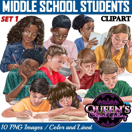 Middle School Students, Teenagers Clipart, Teen Clipart, Adolescents, Kids Clipart, Students Reading and Writing Clipart, Clipart Teens, Kids