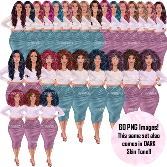 Fashion girl clipart, Girl boss, Fashion illustration clipart, Curvy girl clipart, Woman clipart, Woman in skirt, Curvy woman png, Girl boss, Planner girl